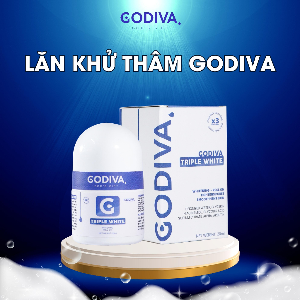 Serum khử thâm Godiva 20ml, Godiva Triple White khử thâm dưỡng trắng, cấp ẩm cho vùng da dưới cảnh tay