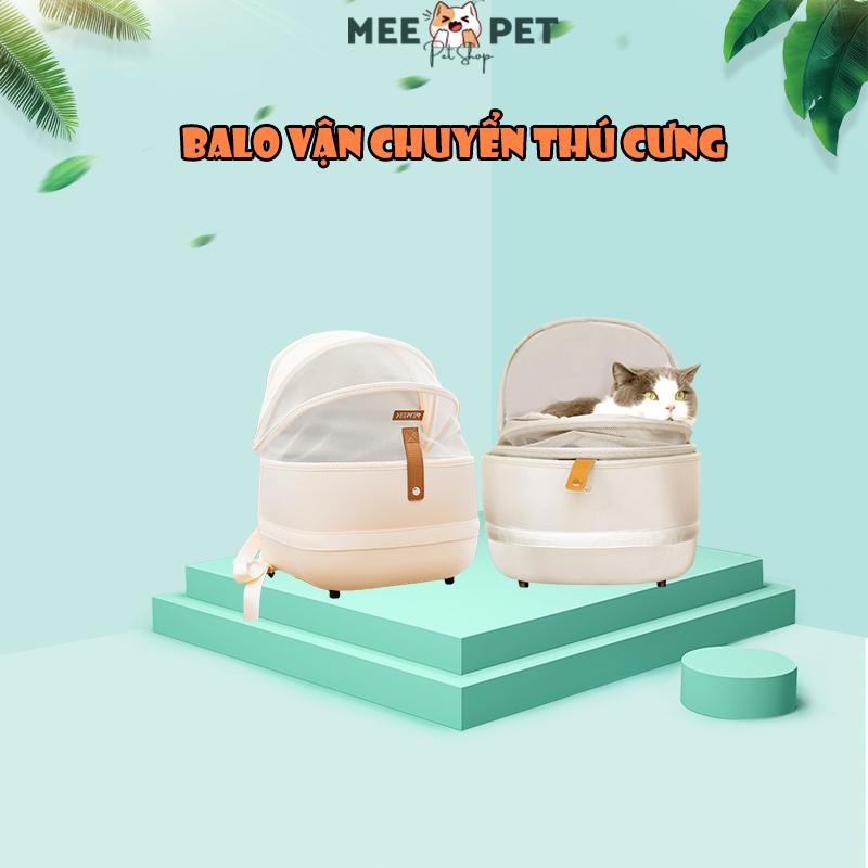 Balo cho thú cưng thiết kế sang trọng, chất liệu vải Polyester chống nóng, thoáng khí