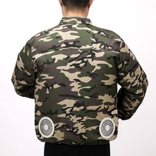 Áo điều hòa 2 quạt  vải kaki mầu dàn di pin siêu khỏe