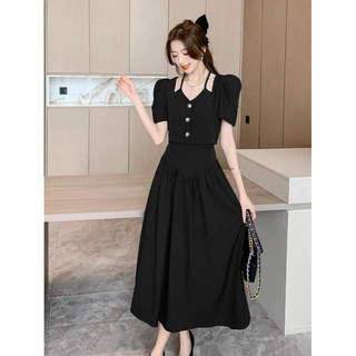 Set áo cột dây và đầm dài A1 bigsize 50-95kg chất cotton lạnh