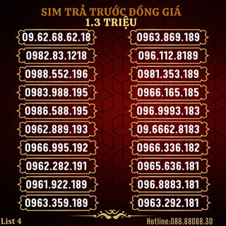 Sim số đẹp viettel phong thủy tài lộc, sim trả trước phát lộc đầu 09 đồng giá 1.3tr list 4 - hỗ trợ đăng ký chính chủ