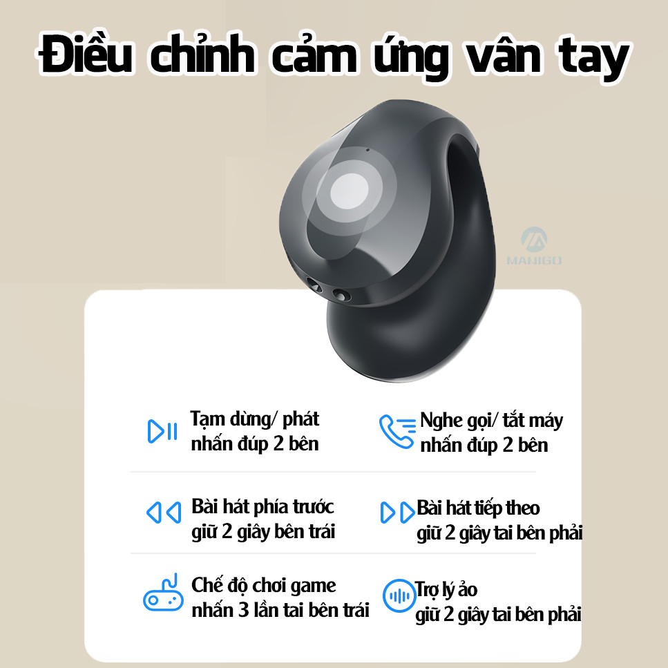 Tai Nghe kẹp tai Bluetooth Không Dây TWS ROCK Sound EarCuffs Bảo Hành 12 Tháng 1 Đổi 1