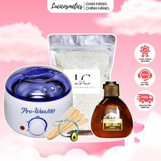Combo triệt lông sáp wax nóng wax lông, nồi nấu sáp Pro-wax 100 và mỡ trăn nguyên chất 100ml tặng kèm sáp wax lông