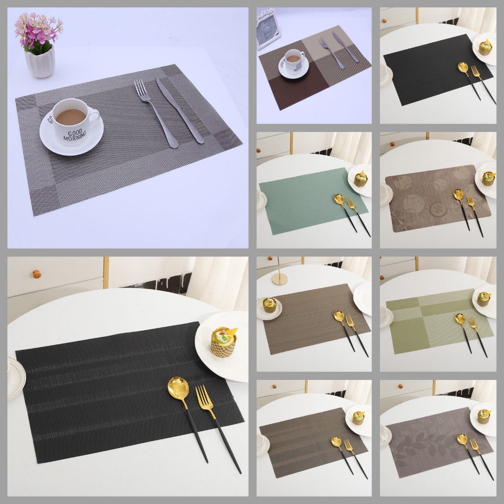 Tấm Lót Bàn Ăn Placemat Cao Cấp Nhiều Mẫu Mã Màu Sắc, Nhựa PVC Chống Trượt, Chống Nhăn