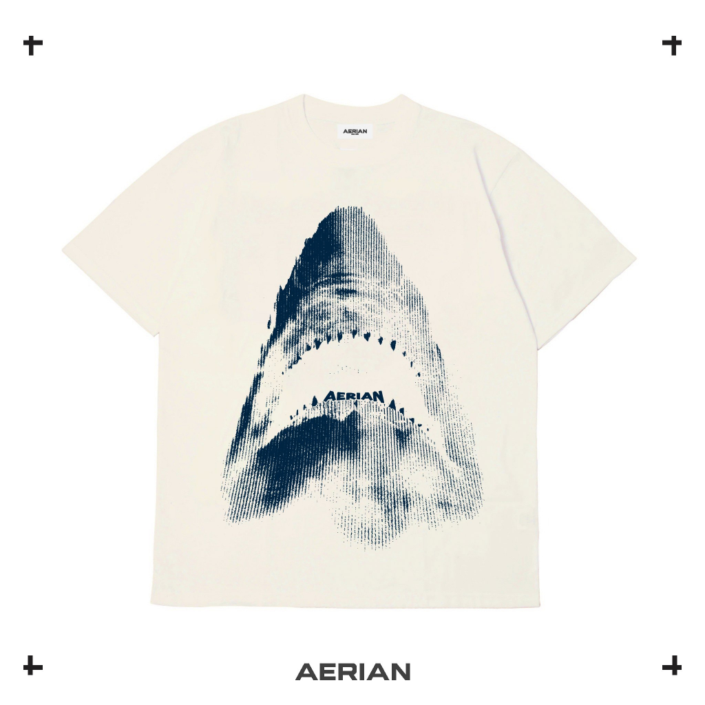 Áo thun  AERIAN SHARK / ĐEN - KEM