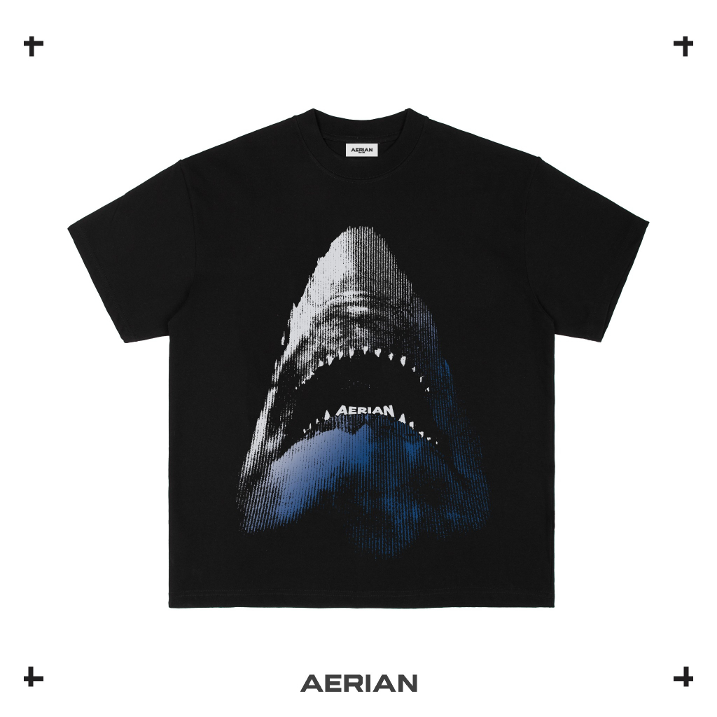 Áo thun  AERIAN SHARK / ĐEN - KEM