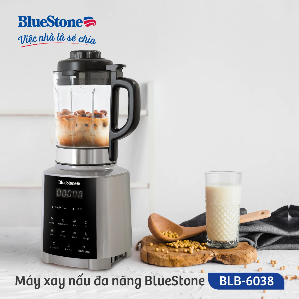 Máy Làm Sữa Hạt BlueStone BLB-6038, 1800W - 1,75Lit, Lưỡi Dao 8 Cánh Động Cơ Mạnh Mẽ,  Hàng Chính Hãng