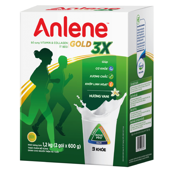 Sữa Bột Anlene Gold 3X Vani Hộp Giấy 1.2Kg