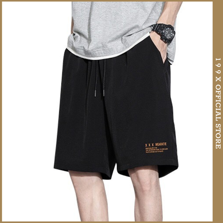 Quần Đùi Ống Rộng, Quần Short Co Giãn Thoải Mái Mặc Thương ngày Ở Nhà, Thể Thao Mát Mẻ, Hai Màu Đen, Xám DR02