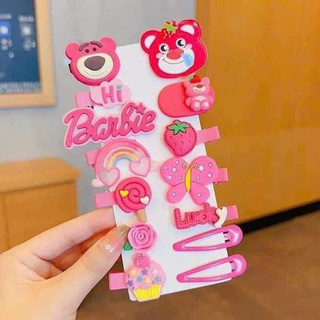 Vỉ 14 kẹp kẹp tóc hình gấu dâu tây lotso dễ thương cho bé gái