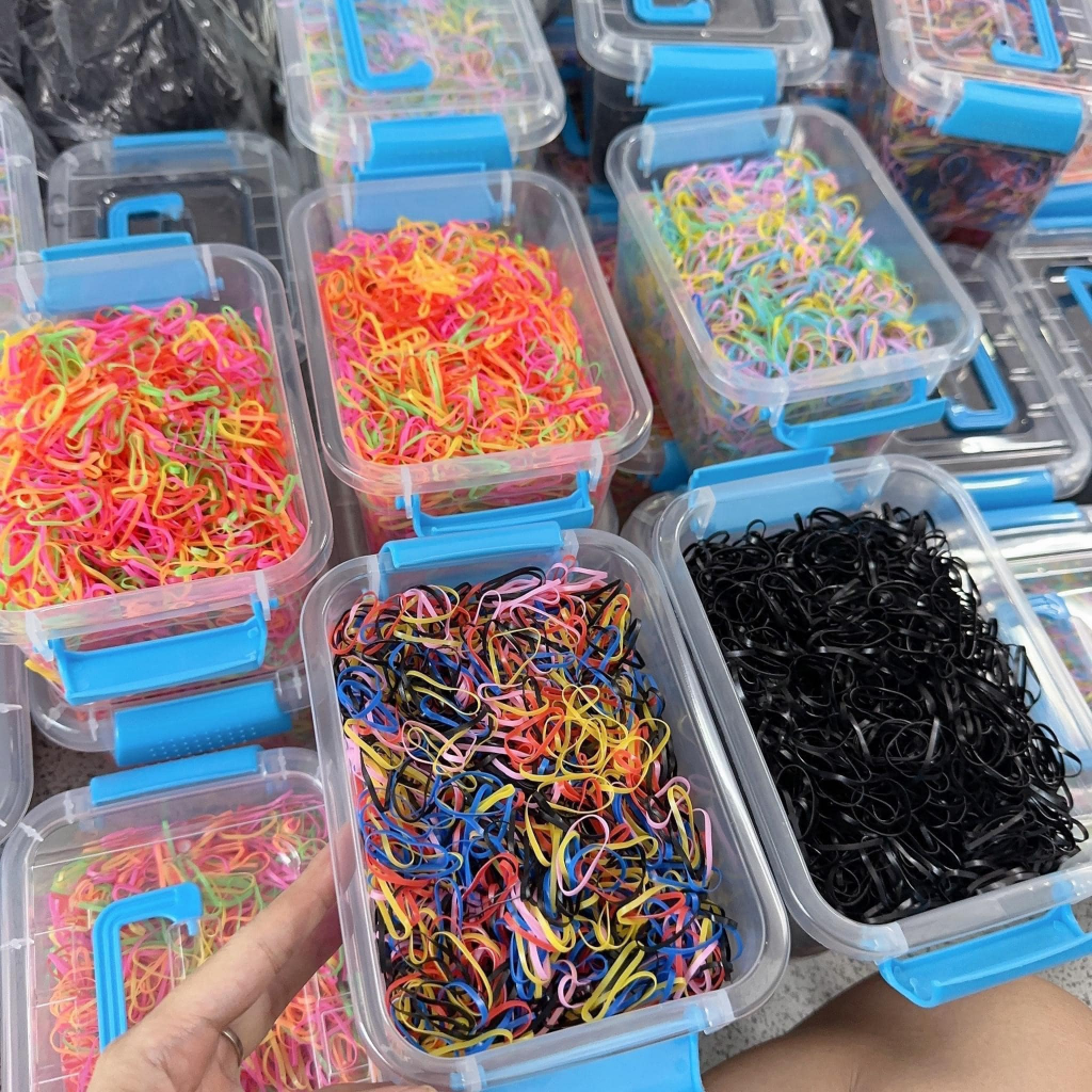 Hộp 4000 dây chun buộc tóc siêu dai cho mẹ và BÉ