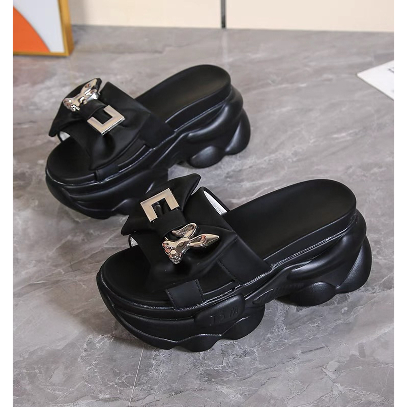 Dép đính nơ đế cao xinh điệu (7-9cm)