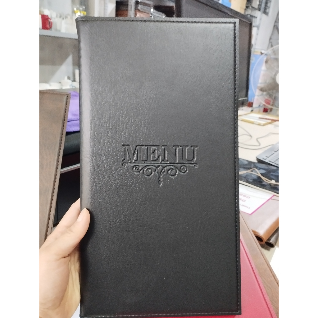 Quyển sổ Menu kích thước 17*31cm bìa da PVC loại 1 cao cấp 10 lá hoặc 20 lá dày - khắc logo lên bìa theo yêu cầu