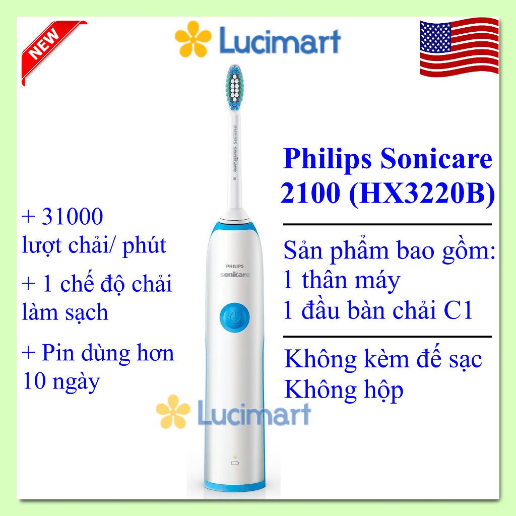 Bàn chải điện Philips Sonicare Essence+, 1100, 2100 DailyClean [Hàng Mỹ]