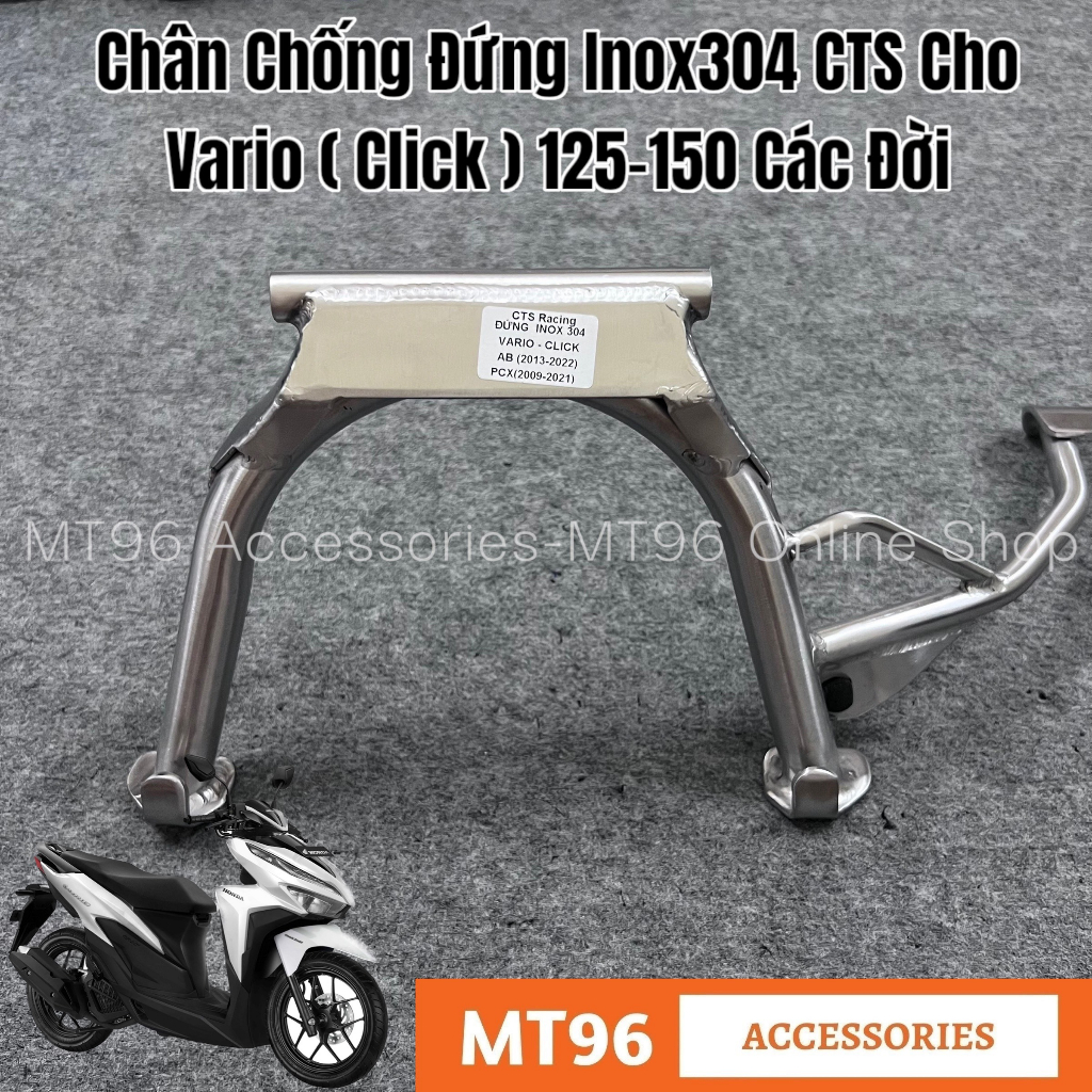 Chân Chống Đứng Inox 304 CTS, Chân Chống Giữa Inox 304 CTS Cho Honda Vario (125-150) Và Click (125-1