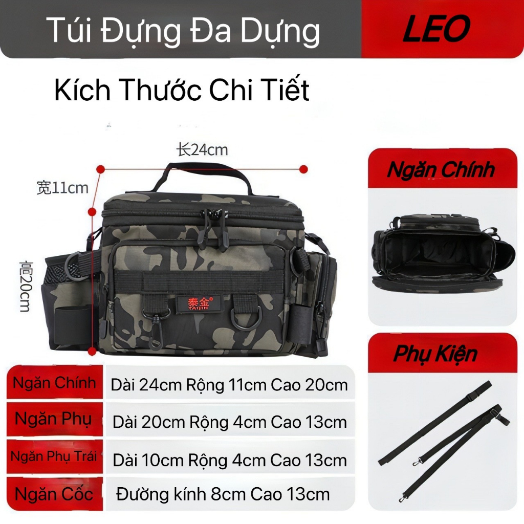 Túi Lure Leo Fishing Mẫu Mới  To Đẹp Tiên Nghi - Cao Cấp