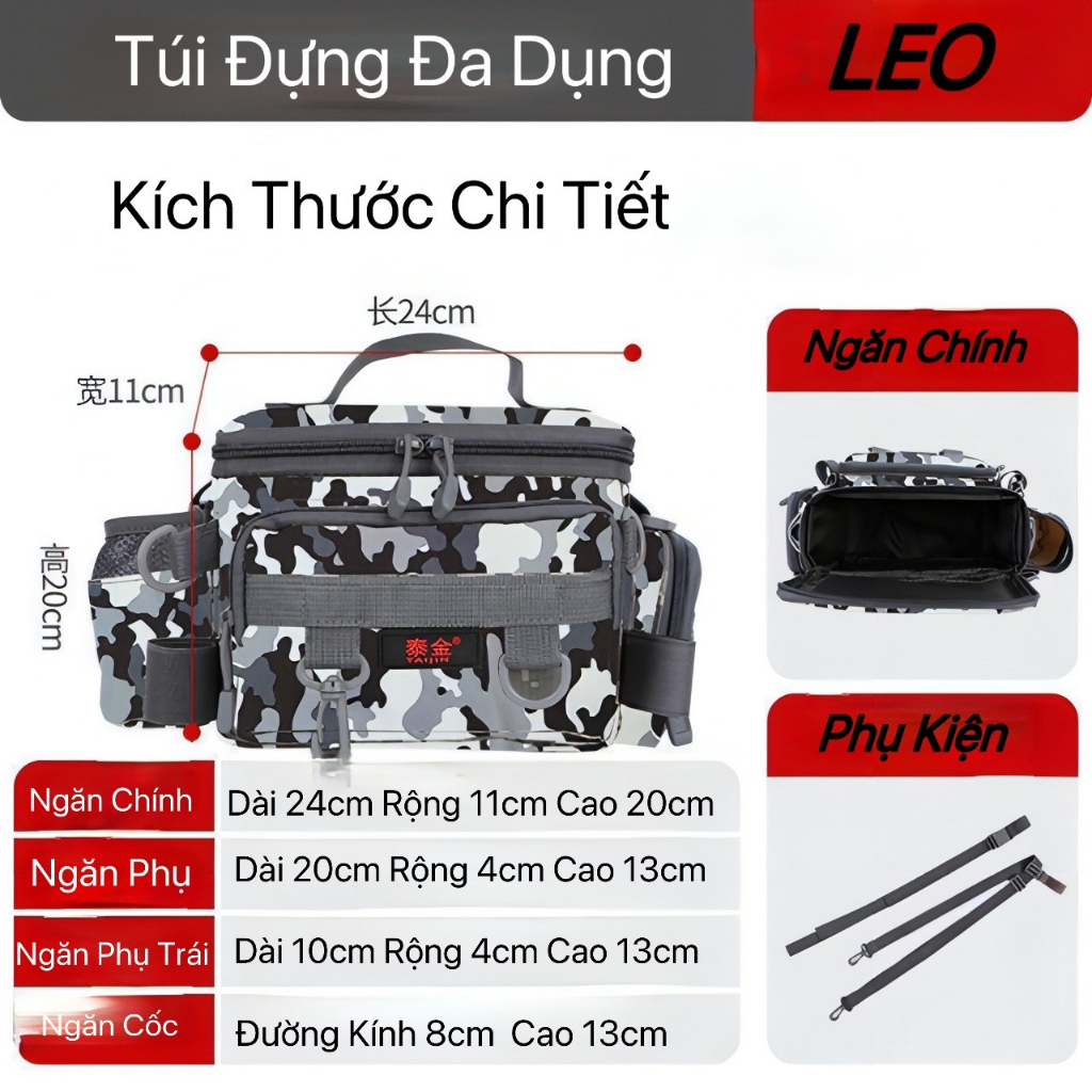 Túi Lure Leo Fishing Mẫu Mới  To Đẹp Tiên Nghi - Cao Cấp