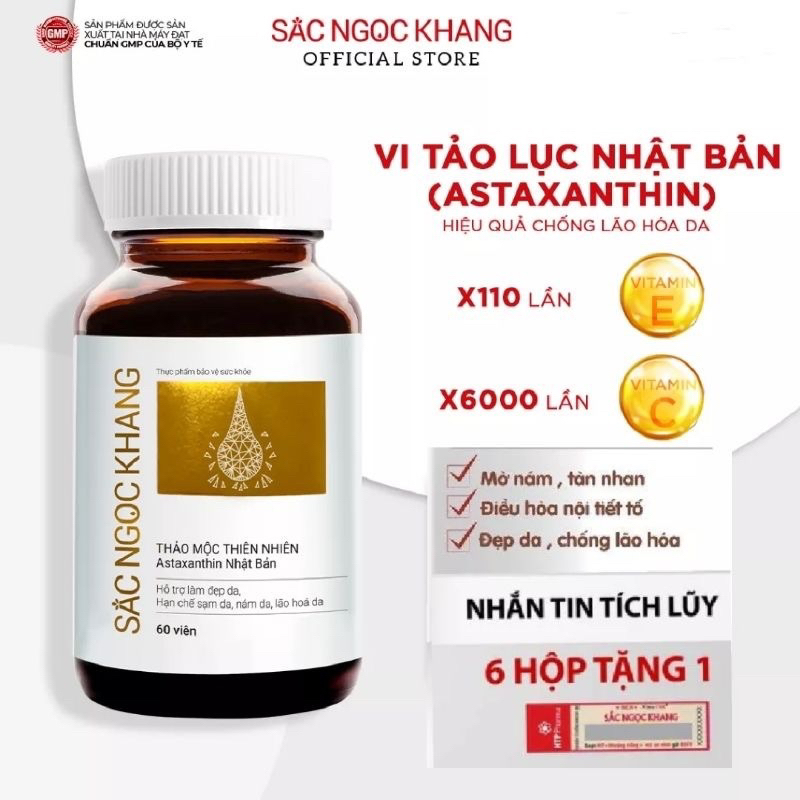 Viên uống đẹp da - chống lão hóa - nám sạm tàn nhan Sắc Ngọc Khang Vi Tảo Lục [Hộp 60 Viên]