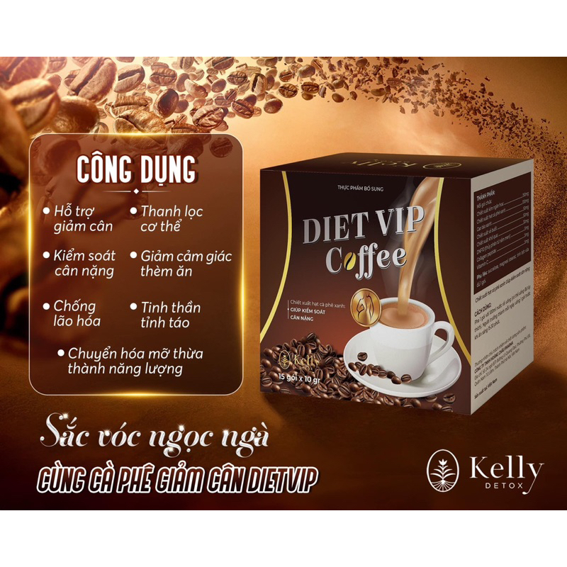 Cà phê giảm cân Diet Vip Coffee mẫu mới cam kết chính hãng 100%.