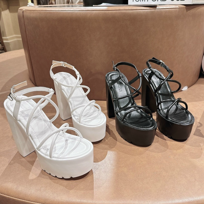 Giày cao gót đúp dây đan