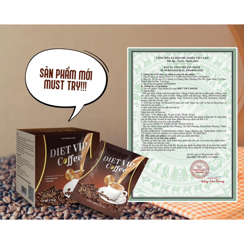 Cà phê giảm cân Diet Vip Coffee mẫu mới cam kết chính hãng 100%.