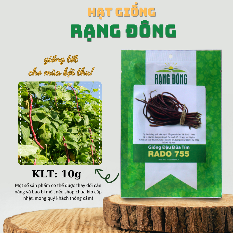 Hạt giống Đậu Đũa Tím năng suất cao, thu hoạch nhiều lần, trồng quanh năm - Hạt giống Rạng Đông
