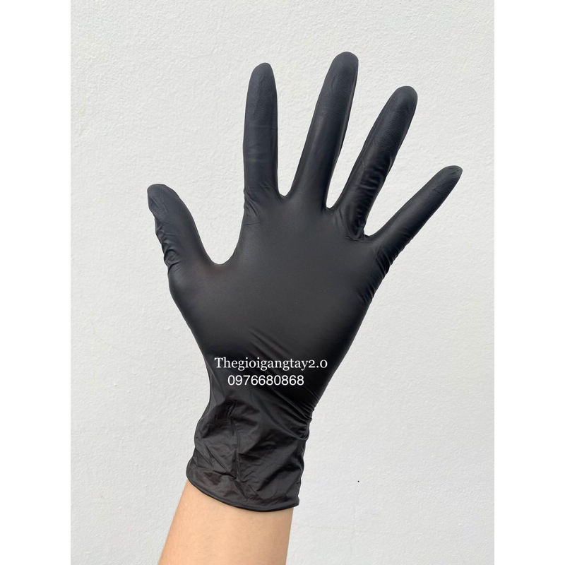 Găng tay cao su siêu dai không bột loại 100% Nitrile cao cấp