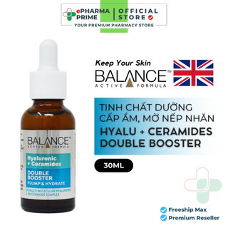 Serum balance hyaluronic + ceramides double booster cấp ẩm, mờ nếp nhăn 30ml