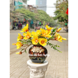 Bình hoa mộc lan giả trang trí phòng khách đẹp - chất liệu PU cao cấp