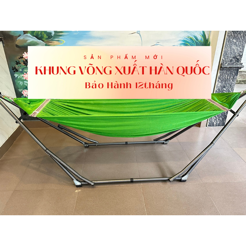 Võng xếp bằng thép sơn tĩnh điện màu đen, uốn tay siêu dày xuất Hàn Quốc chịu tải trên 200kg bảo hành 12 tháng. Bao Sài