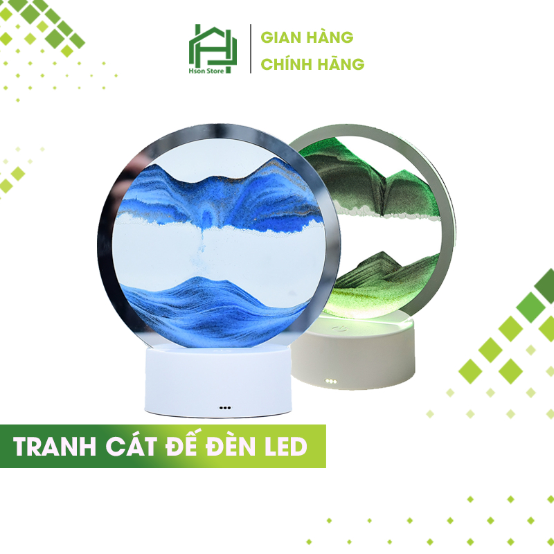 Tranh cát chuyển động 3D đèn LED, tranh cát chảy nghệ thuật trang trí làm quà tặng, đèn ngủ để bàn đầu giường