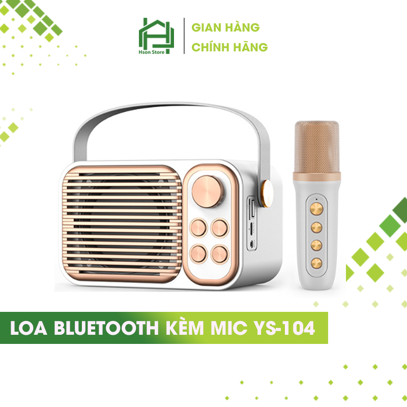 Loa bluetooth không dây karaoke mini YS-104, loa kèm mic hát karaoke không dây thiết kế nhỏ gọn âm thanh bass siêu hay
