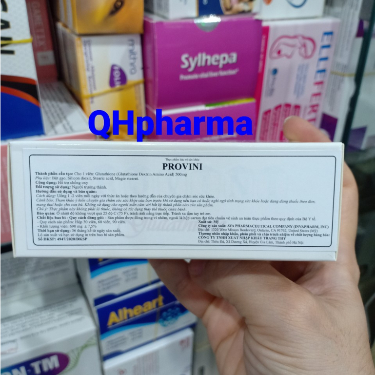 Viên uống PROVINI GLUTATHIONE hộp 30 viên giúp trắng da,chống lão hóa,duy trì tuổi trẻ