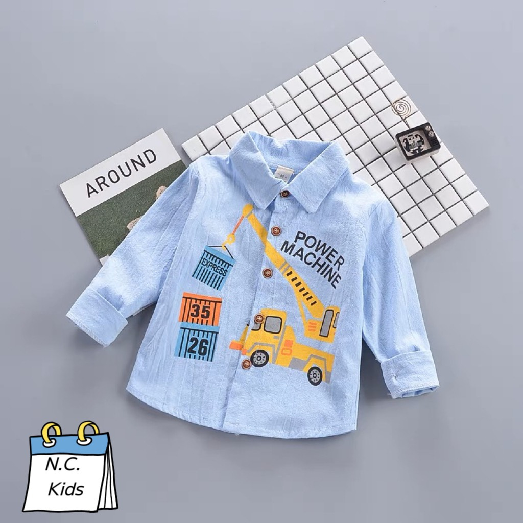 Áo sơ mi dài tay cần cẩu bé trai