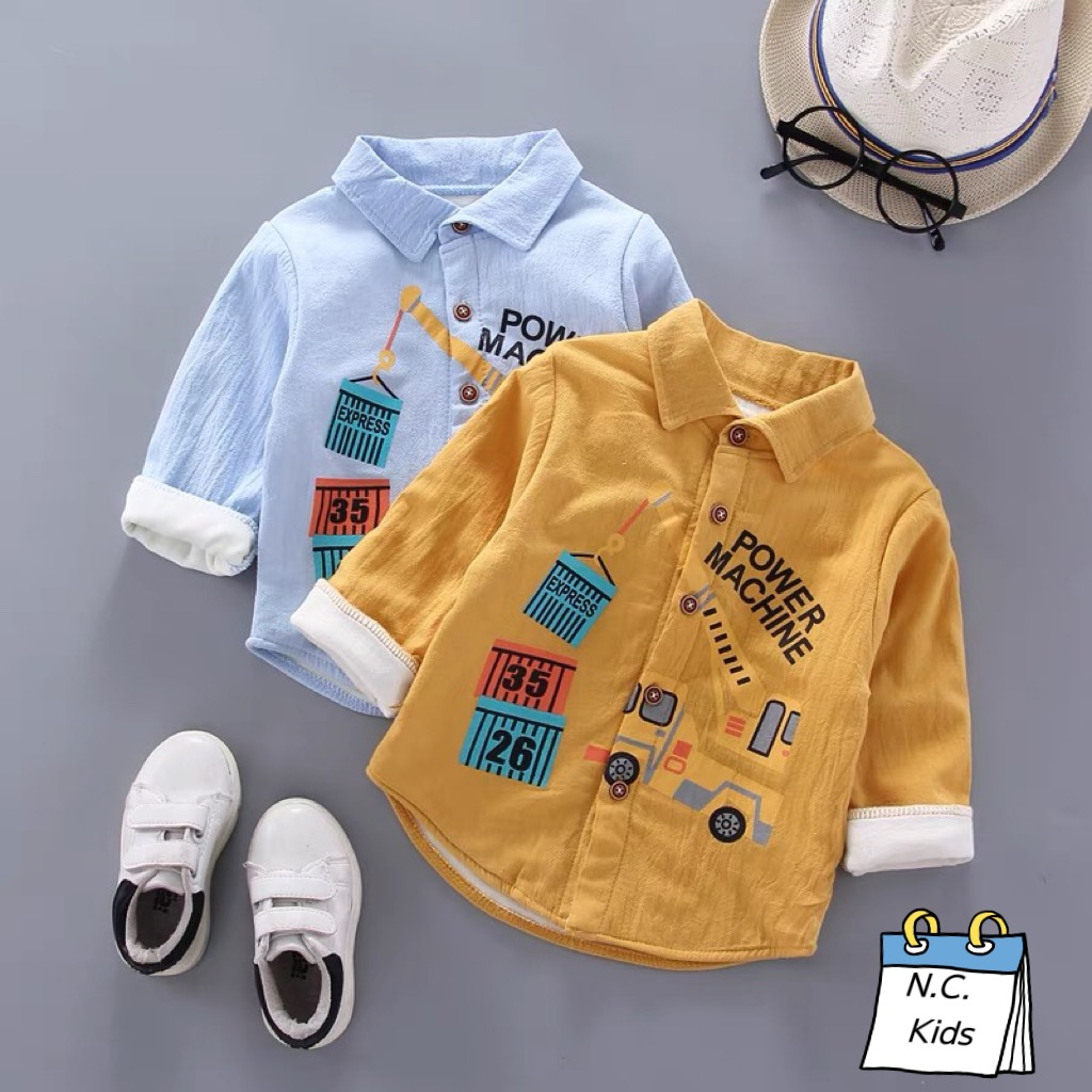 Áo sơ mi dài tay cần cẩu bé trai