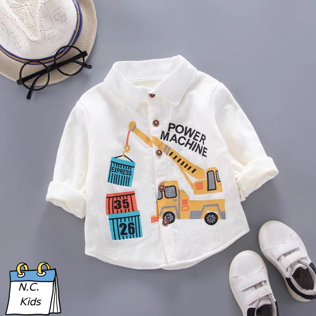 Áo sơ mi dài tay cần cẩu bé trai