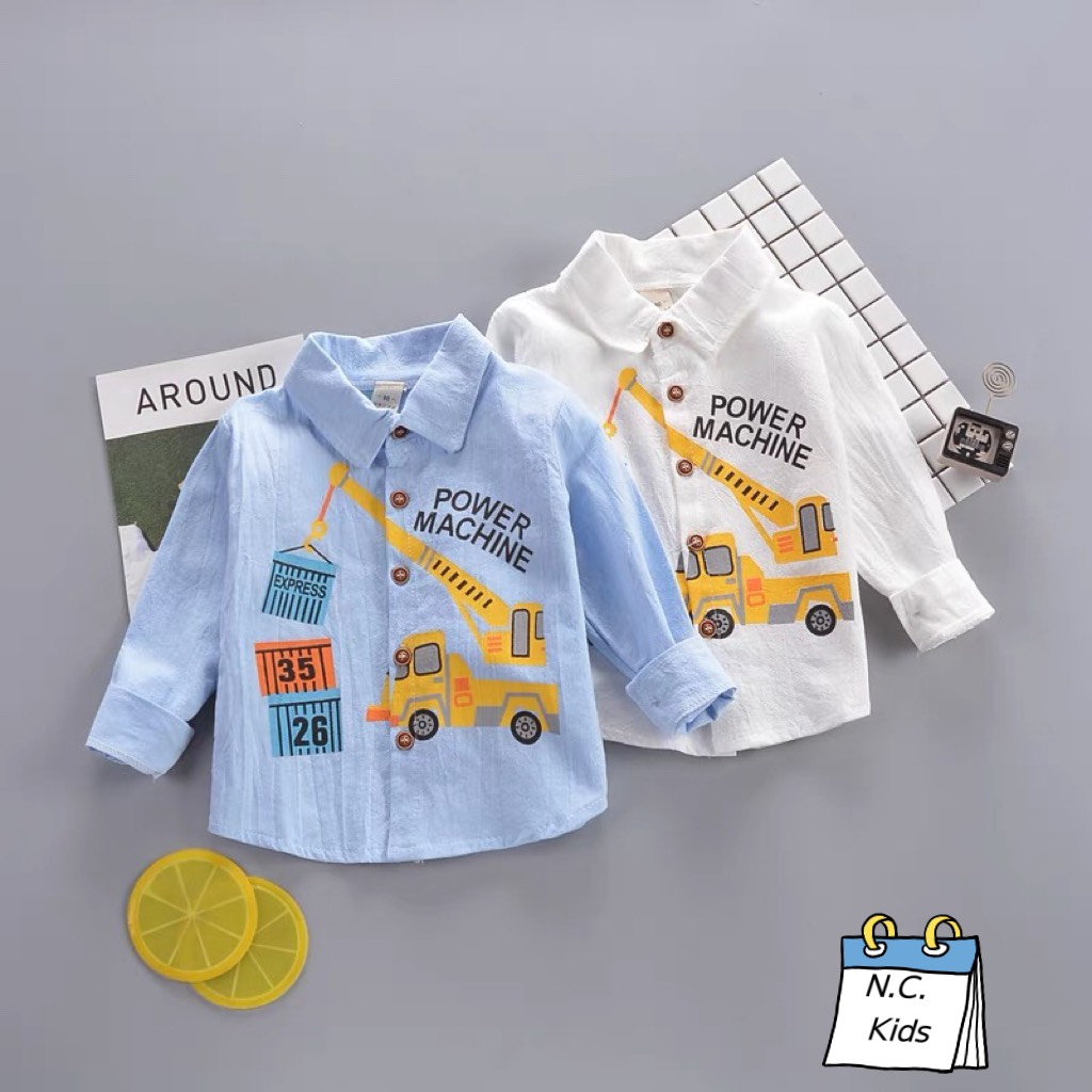 Áo sơ mi dài tay cần cẩu bé trai