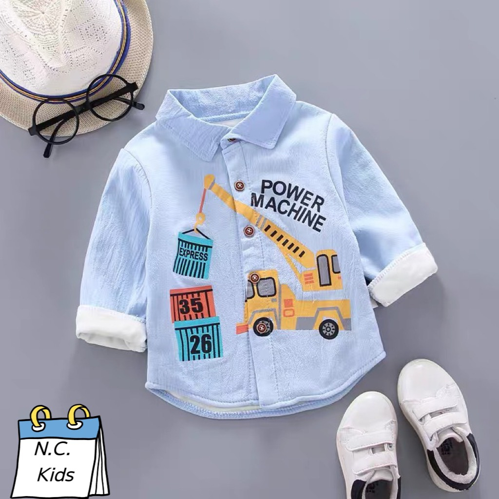 Áo sơ mi dài tay cần cẩu bé trai