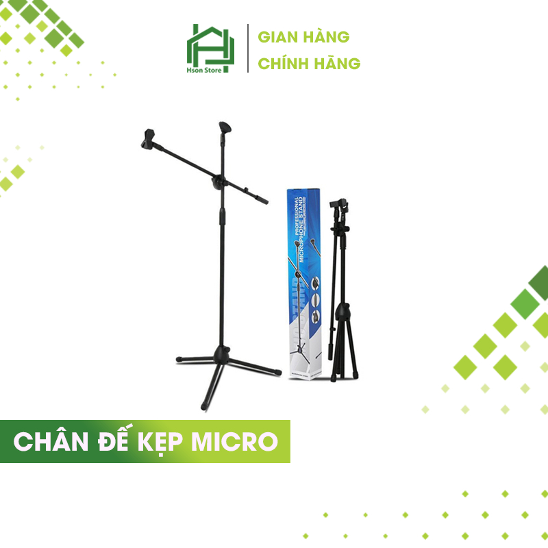 Chân đế kẹp micro BOM MIC STAND, giá đỡ mic đứng phòng thu HSON, sân khấu chuyển nghiệp
