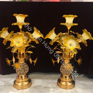 Đôi Đèn Hoa Sao bông thủy tinh Cao Cấp, ảnh thật tự chụp cao 60-70cm