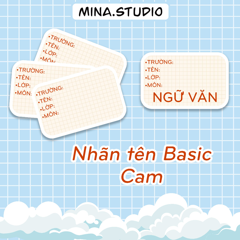 SET 15 STICKER NHÃN VỞ BASIC - Made by Mina.studio - Sticker ham học