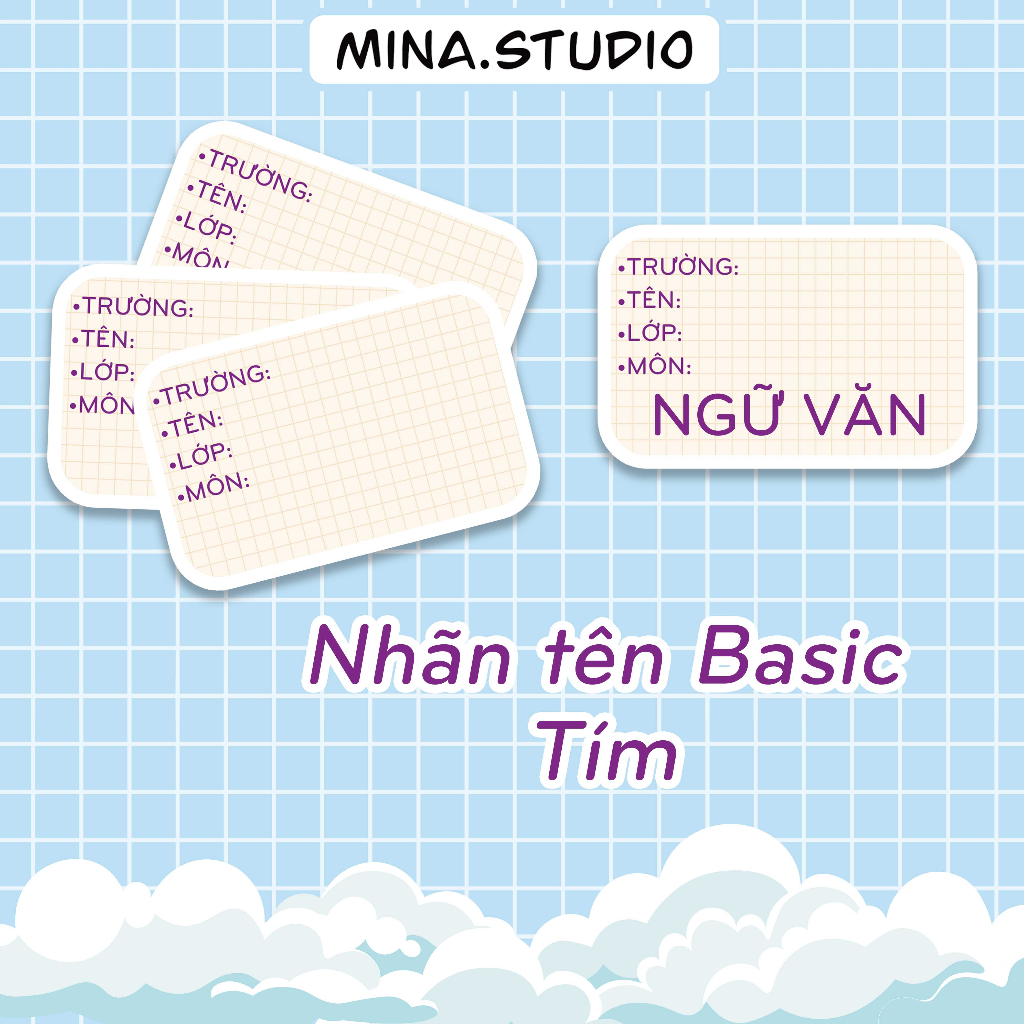 SET 15 STICKER NHÃN VỞ BASIC - Made by Mina.studio - Sticker ham học