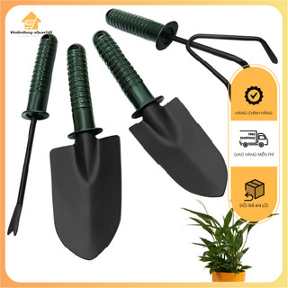 Bộ 4 dụng cụ làm vườn, bộ dụng cụ làm vườn 4 món, cỡ lớn, bộ cuốc xẻng trồng cây bonsai bằng thép bền đẹp dày dặn