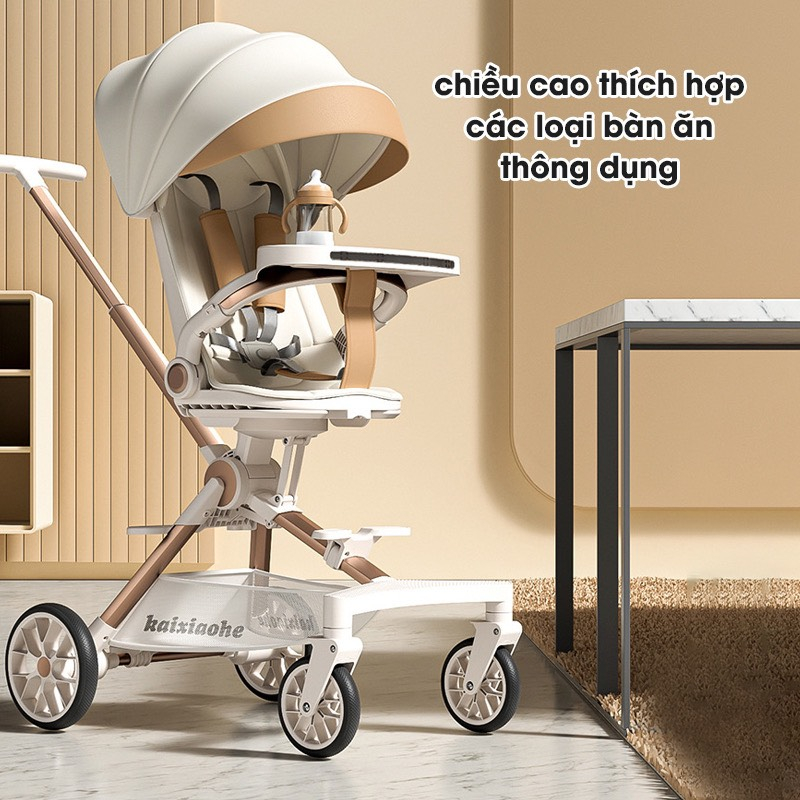 Xe Đẩy Cao Cấp  Khung Xe Hợp Kim Nhôm, Xe Đẩy Xoay 2 Chiều 3 Tư Thế Ngả, Gấp Gọn, Nhẹ, Có Thể Mang Lên Máy Bay