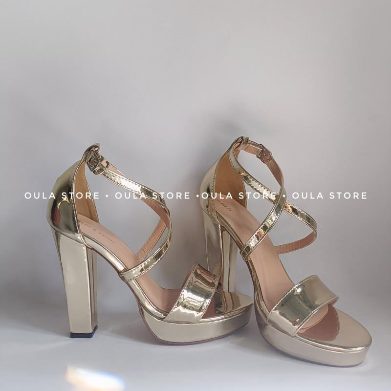 Giày sandal đúp mũi 1cm, hai màu vàng đồng và bạc, Oula Store