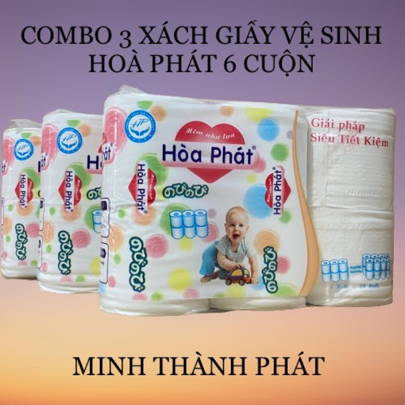 COMBO 3 BỊCH GIẤY VỆ SINH HOÀ PHÁT 6 CUỘN