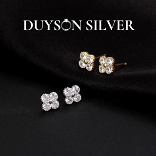 Khuyên tai bạc Ý 925 cỏ bốn lá Duyson Silver, bông tai nữ cỏ 4 lá may mắn (Giá bán/1 đôi) [KNXK49]