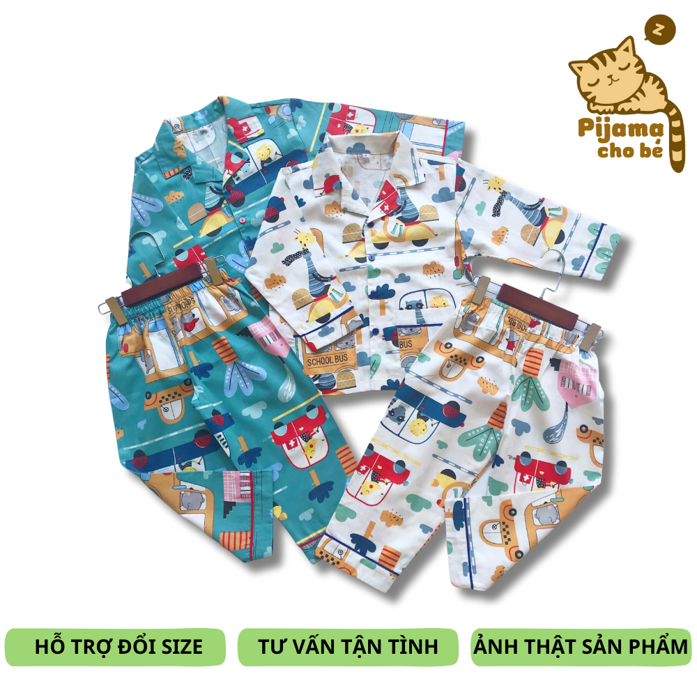 Pijama Cho Bé vải cotton Thô mịn đẹp hút mồ hôi họa tiết sắc nét - Nhiều mẫu lựa chọn size 10-40kg cho bé 1-9 tuổi