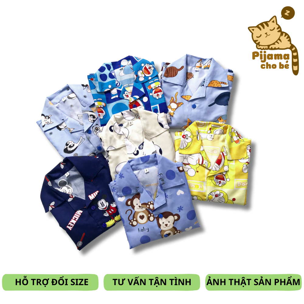 Pijama dài cho bé trai bé gái vải kate thái mềm mịn không nhăn cho bé 1-5 tuổi 10-20kg nhiều mẫu