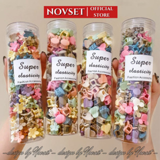 Set kẹp tóc 100 chi tiết kẹp càng cua mini NOVSET Hộp 100 kẹp tóc mái nhiều màu phong cách hàn quốc [MÃ U6 ]